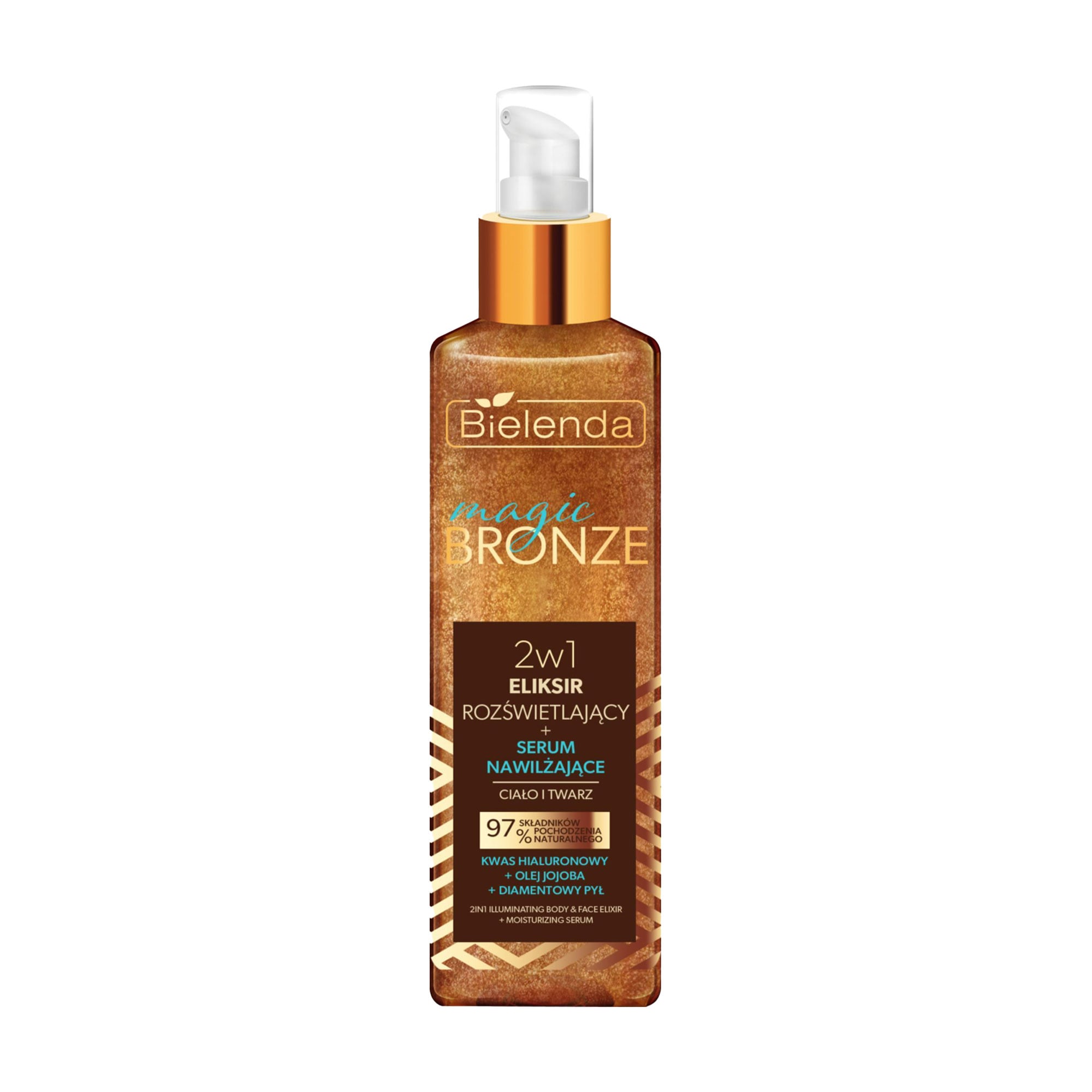 Освітлювальний еліксир для обличчя та тіла 2 в 1 Bielenda Magic Bronze 2 in 1 Illuminating Body and Face Elixir + Moisturising Serum, 150 мл